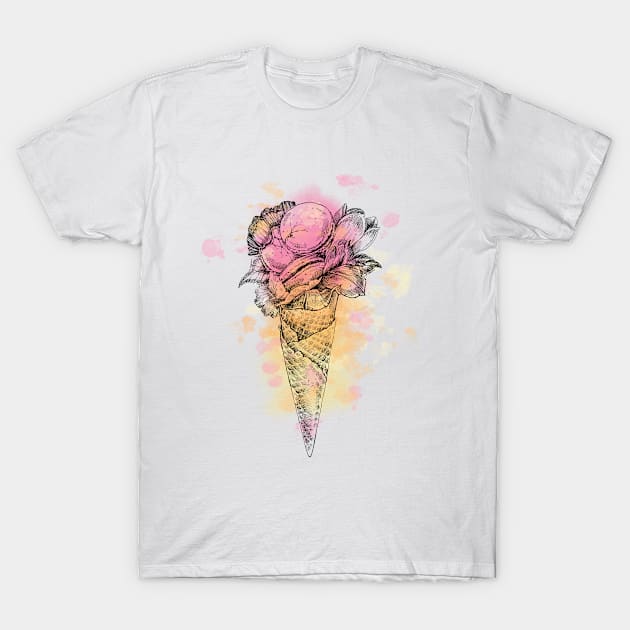 ice cream and macaroons T-Shirt by Lesja Gost art